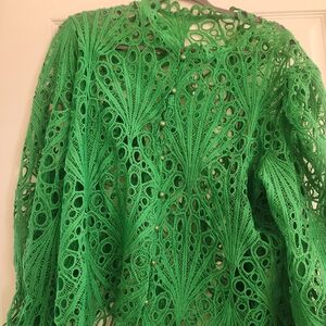 Vibrant Green Lace Blouse